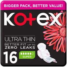 Kotex Super With Wings Value Pack 16 Pads