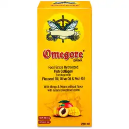 Omegore Omega 3 Fish Oil 230 ml Peach Mango Liquid