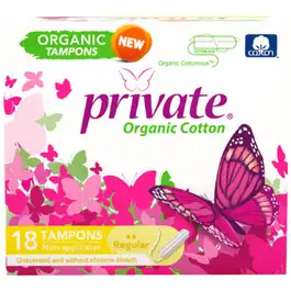Private Organic Tampons Reg 18 (Non-Applicator)