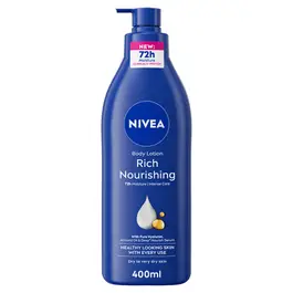NIVEA Body Lotion for Dry to Very Dry Skin, Rich Nourishing, 72H Moisture, 400ml