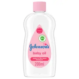 Johnson’s Baby Oil, Locks in 10x More Moisture, Ideal for Baby Massage, Dermatologically Tested, 200ml