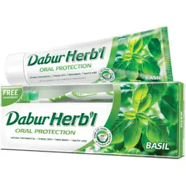 Dabur Toothpaste Basil and Clove 150 gm with Free Toothbrush