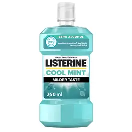 Listerine Breath Freshening Mouthwash, Cool Mint, Milder Taste, used twice daily, 250ml