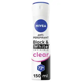 NIVEA Black & White Invisible Antiperspirant Spray for Women, 72H Protect, 150ml