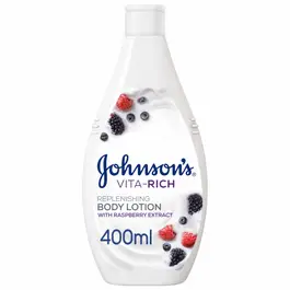 Johnson’s Vita-Rich Replenishing Body Lotion, With Raspberry Extract, Non-Greasy, 400ml