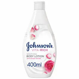 Johnson’s Vita-Rich Soothing Body Lotion, with Rose Water & Glycerin, 24H Skin Comfort, 400ml
