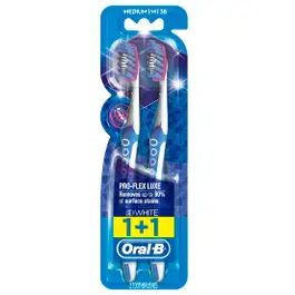 Oral-B 3D White Luxe Manual Toothbrush, Medium, Pack of 2