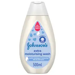 Johnson's Extra Moisturizing Baby Wash, Cleanses & Moisturizes Skin for 24 Hours, for Newborn Babies, No More Tears, 500ml