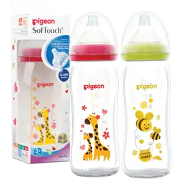 Pigeon Soft Anticolic Glass Bottle 240 Ml Decorated