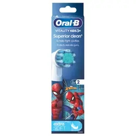 Oral-B Kids Vitality Superior Clean Rechargeable Electric Toothbrush Heads, Spiderman, 3+ Years, 1 Count