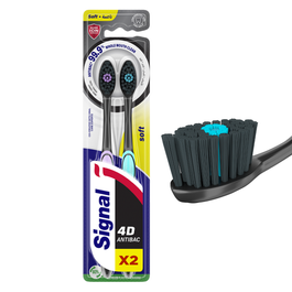 Signal 4D Soft Toothbrush, Antibacterial, 2 Per Pack
