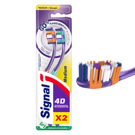 Signal 4D Medium Toothbrush, Interdental, 2 Per Pack