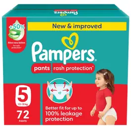 Pampers Rash Protection Pants Diapers Size 5 12-18 kg, 72 Count