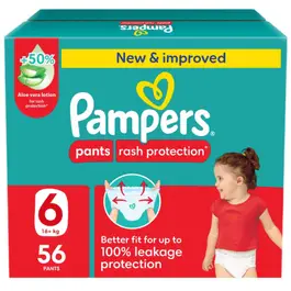 Pampers Rash Protection Pants Diapers Size 6, 16 + kg 56 Count