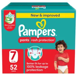 Pampers Rash Protection Pants Diapers, Size 7, 17+kg, 52 Count
