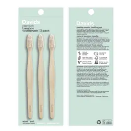 Davids Bamboo Toothbrush, Soft, 3 Pack