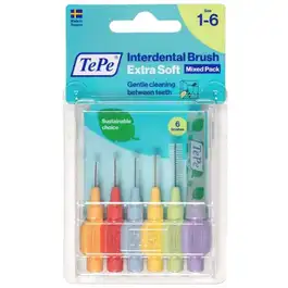 Tepe Ultra-Soft Interdental Brushes, Assorted Colors - 6 Pieces