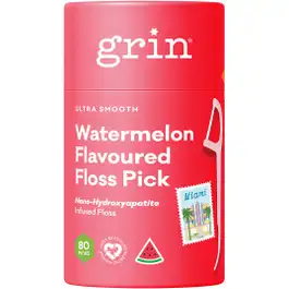 Grin Ultra Smooth Watermelon Floss Pick Canister - 80 Pack