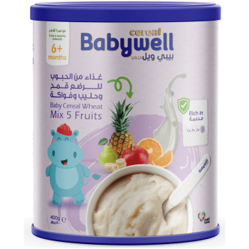 Babywell Baby Cereal Wheat, Milk 5 Fruits 400g