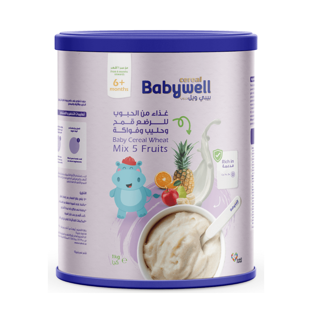 Babywell Baby Cereal Wheat, Milx 5 Fruits 1000g Babywell Baby Cereal Wheat, Milx 5 Fruits 1000g