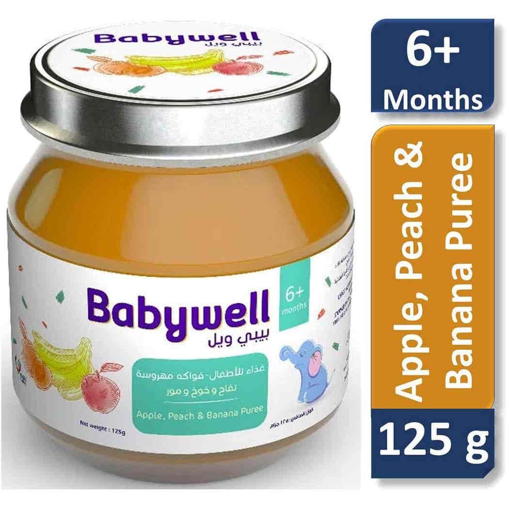 Babywell Baby Food Apple & Peach And Banana 125g Babywell Baby Food Apple & Peach And Banana 125g