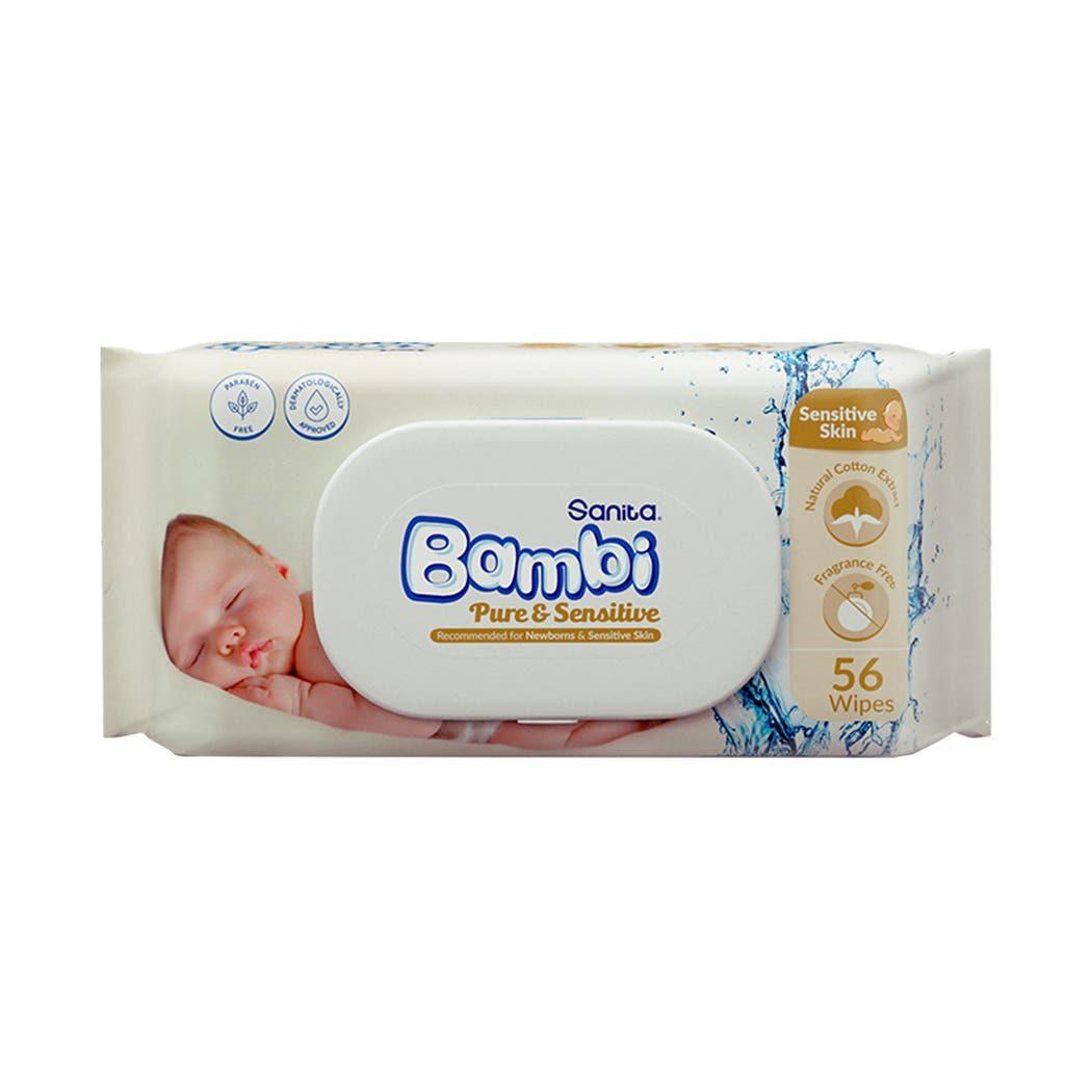 Bambi Baby Wipes Pure And Sensitive 56 Pcs Bambi Baby Wipes Pure And Sensitive 56 Pcs
