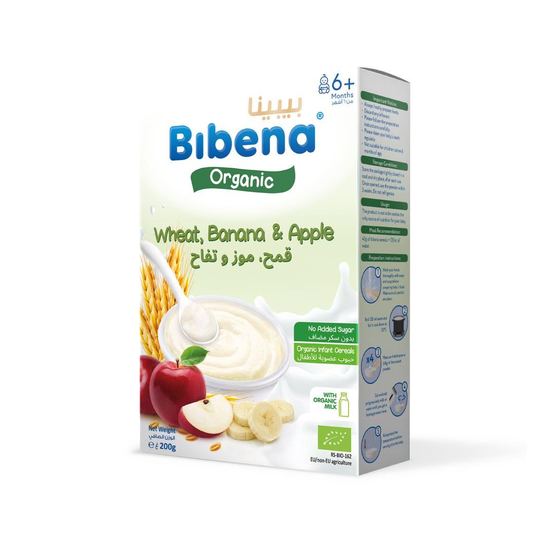 Bibena Wheat Cereal Cow Milk, Banana And Apple Organic 200g Bibena Wheat Cereal Cow Milk, Banana And Apple Organic 200g