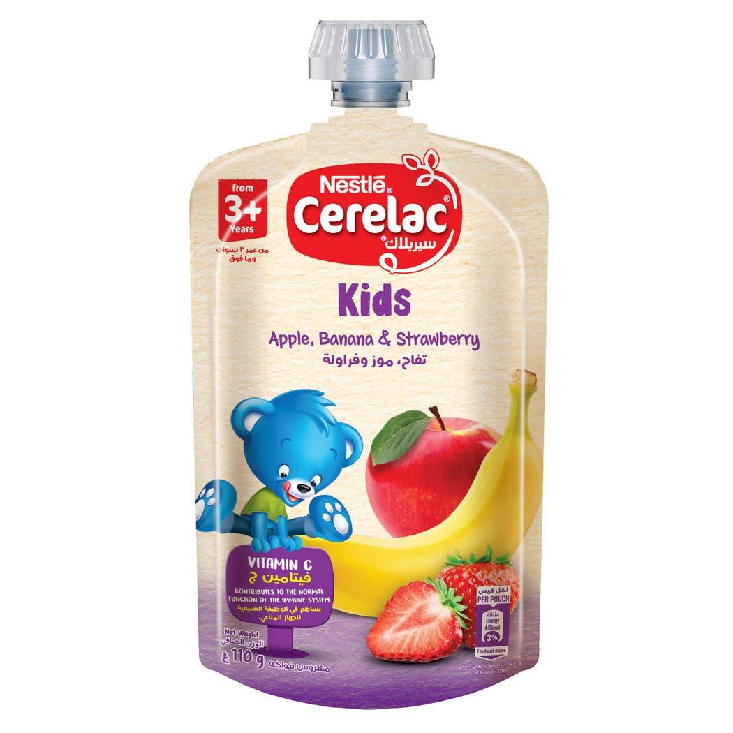 Cerelac Kids Puree Apple Banana & Strawberry 110g +3 Years Cerelac Kids Puree Apple Banana & Strawberry 110g +3 Years