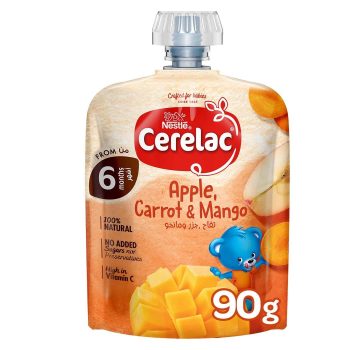 Cerelac Puree Apple, Carrot & Mango 90g +6Months