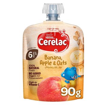 Cerelac Puree Banana, Apple & Oats 90g +6Months