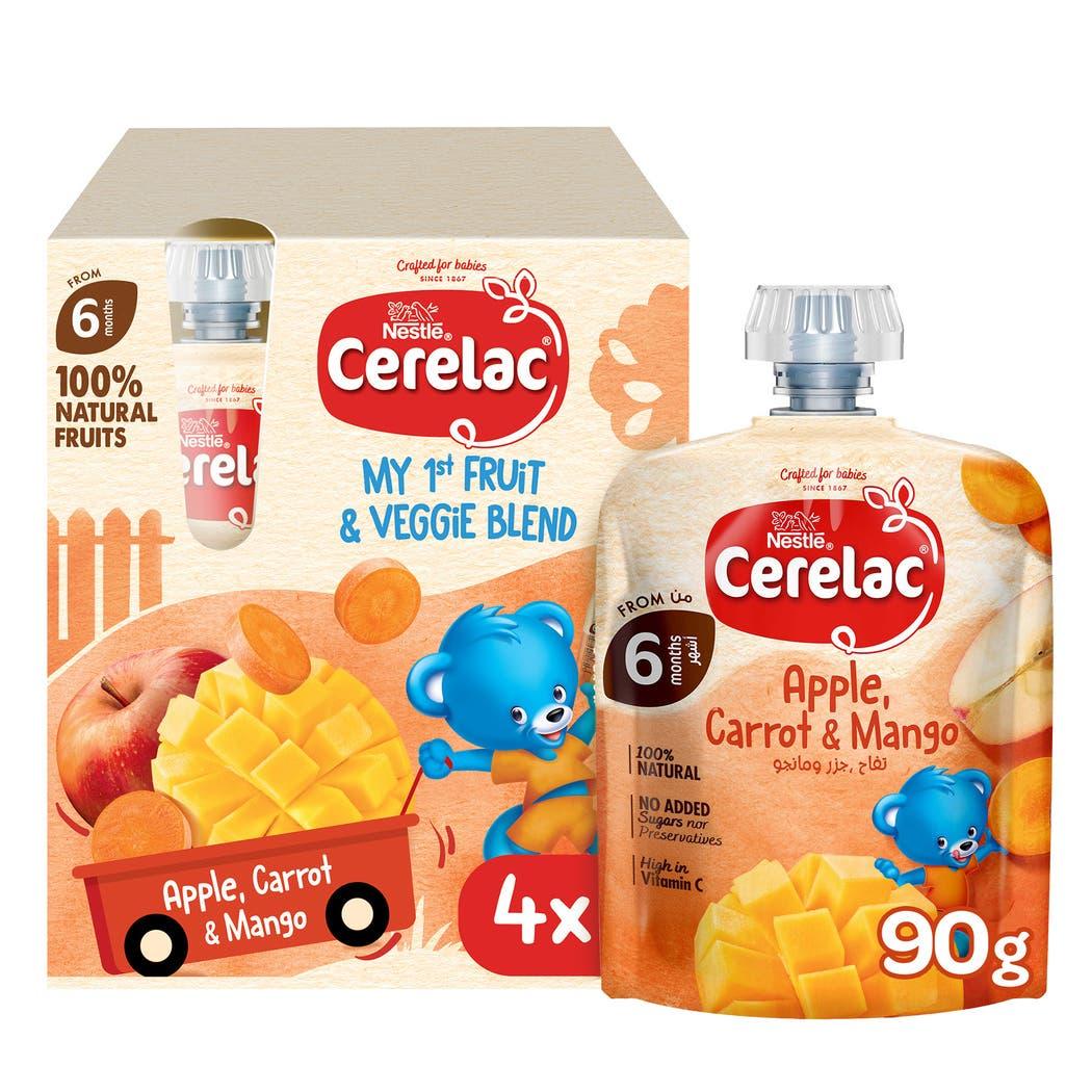 Cerelac Puree Multipack Apple,Carrot&Mango90g +6m Cerelac Puree Multipack Apple,Carrot&Mango90g +6m