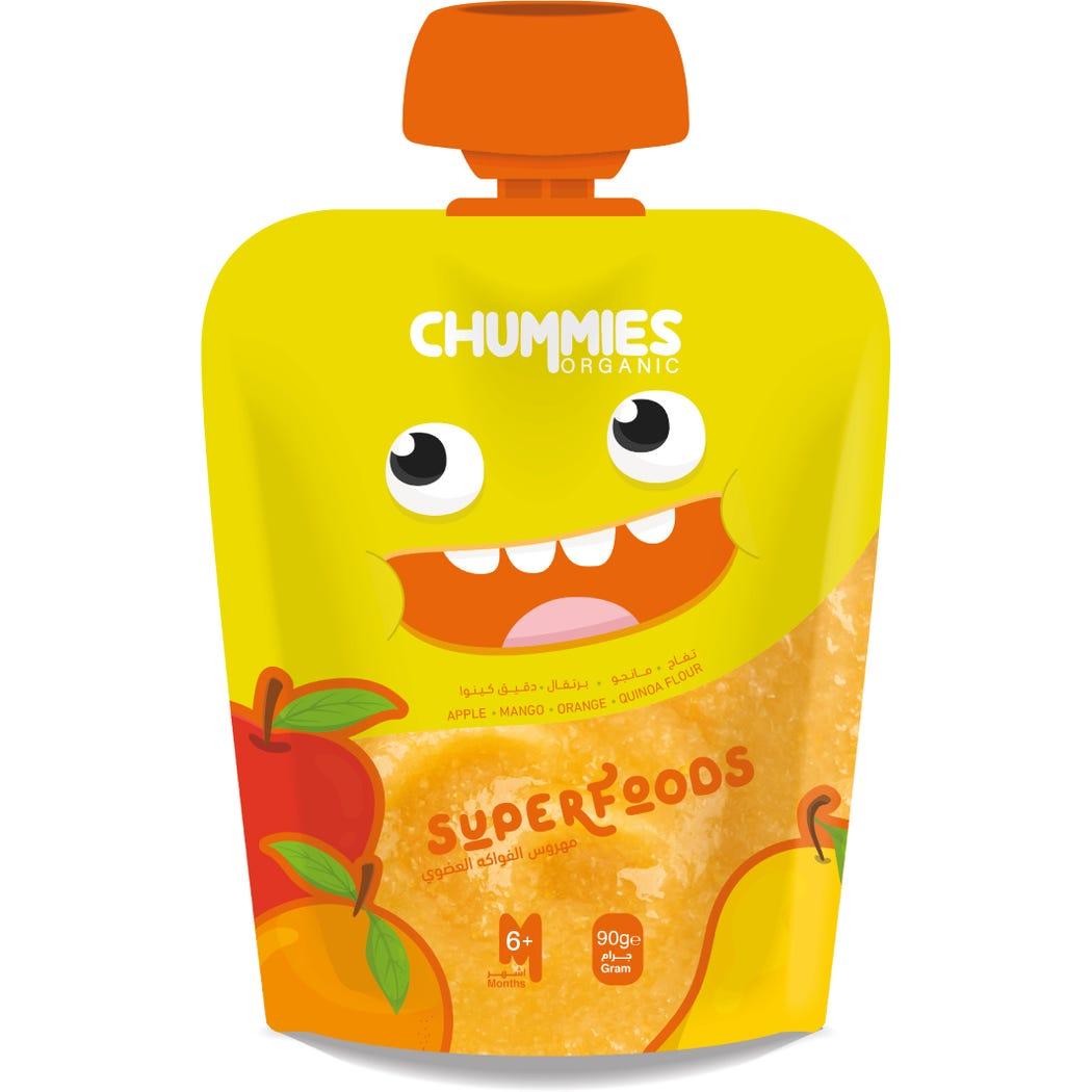 Chummies Organic Apple, Mango,Orang & Quinoa 90g +6 Months Chummies Organic Apple, Mango,Orang & Quinoa 90g +6 Months