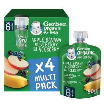 Gerber Organic Apple Banana Berries Multipack(4x90g)+6months
