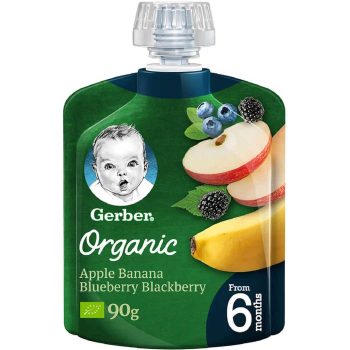 Gerber Organic Apple Banana Blueberry Blackberry 90 gm +6M