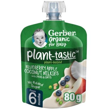 Gerber Organic Blueberry, Apple and Coconut milkies Puree, 100% Natural fruits & veggies, No Added Sugars, 80g
