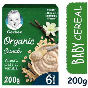 Gerber Organic Cereal Wheat Oats Vanilla 200 Gm