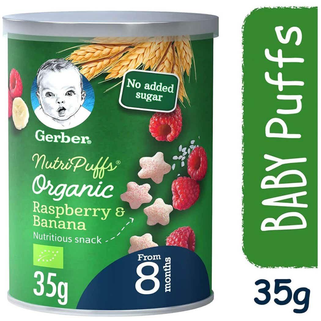 Gerber Organic Nutripuffs Raspberry & Banana 35G Gerber Organic Nutripuffs Raspberry & Banana 35G