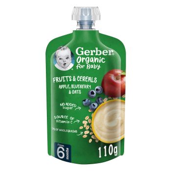 Gerber Organic Puree Apple And Blue Berry +6months - 110 Gm
