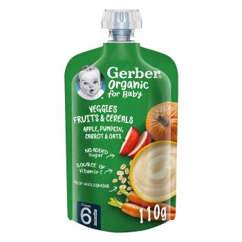 Gerber Organic Puree Apple Pumpkin Carrot +6months - 110 Gm
