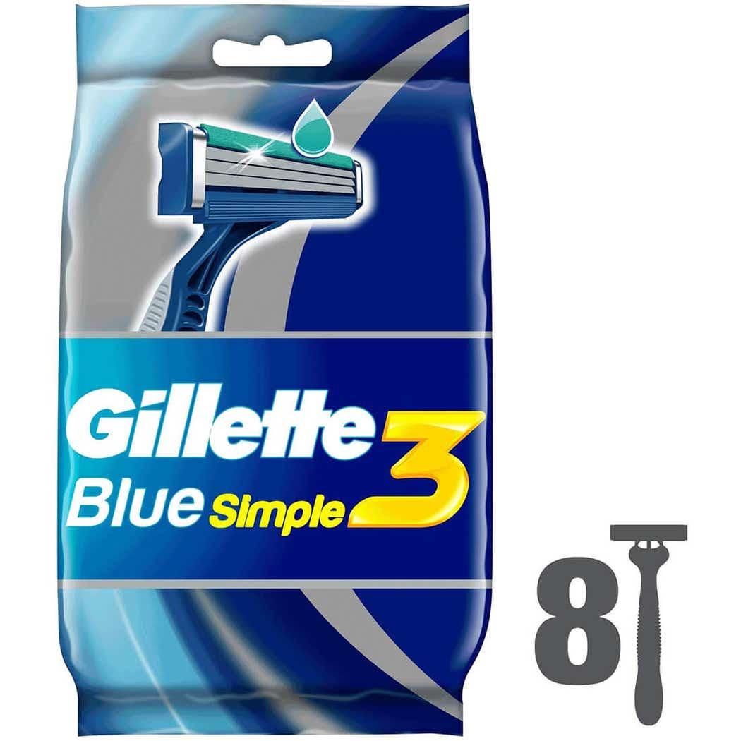 Gillette Razor Disposable Blue 3 Simple 8 pcs Gillette Razor Disposable Blue 3 Simple 8 pcs