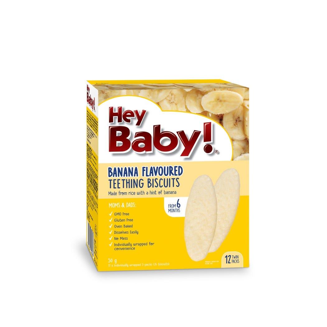 Hey Baby Banana Teething Biscuits above 6 m 50 G Hey Baby Banana Teething Biscuits above 6 m 50 G