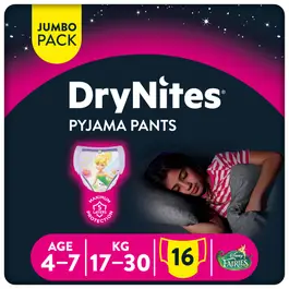 Huggies Drynites Pyjama Pants 4-7 Years Girls 16 Pants