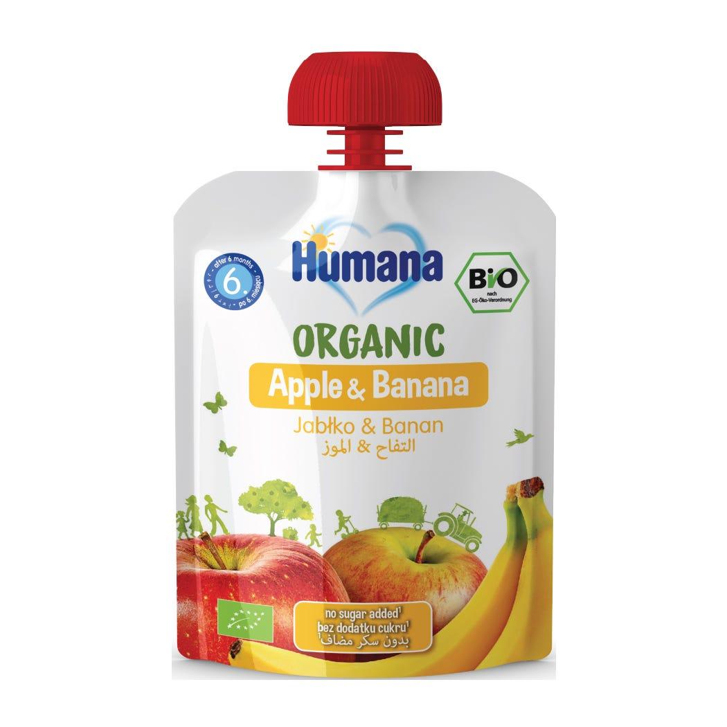 Humana Organic Apple & Banana Puree Pouch +6 Months 90g Humana Organic Apple & Banana Puree Pouch +6 Months 90g