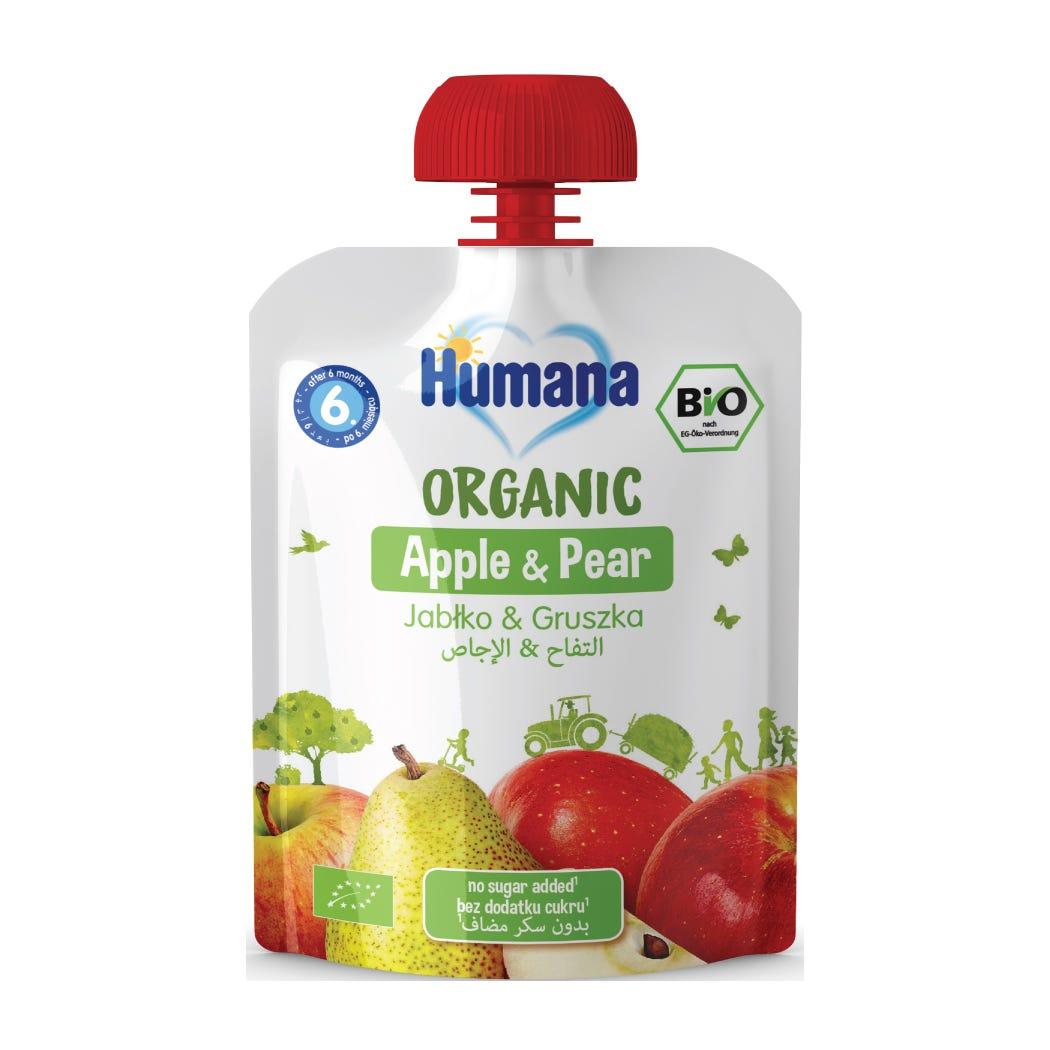 Humana Organic Apple & Pear Puree Pouch +6 Months 90g Humana Organic Apple & Pear Puree Pouch +6 Months 90g