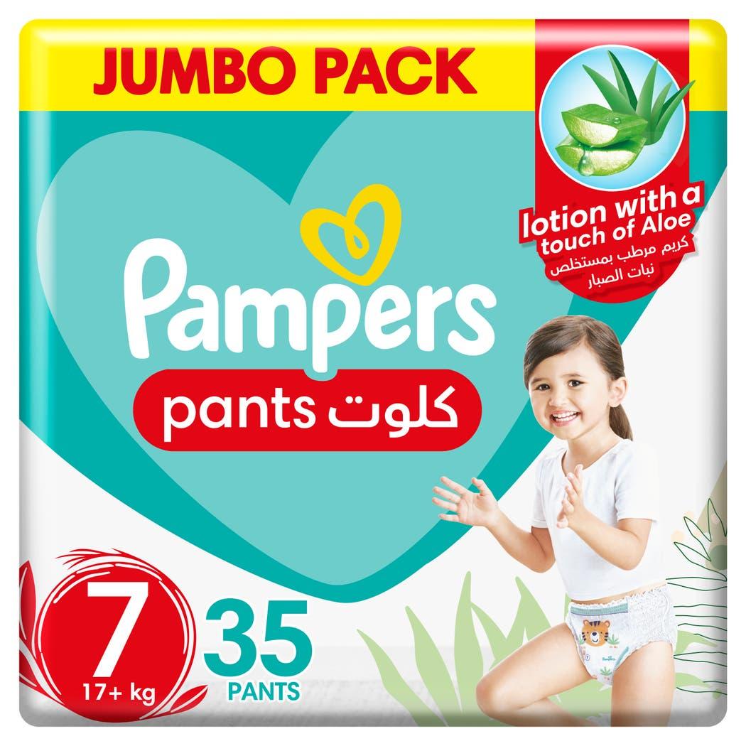 Pampers Aloe Vera Pants Diapers, Size 7, 17+kg, Jumbo Pack, 35 Diapers Pampers Aloe Vera Pants Diapers, Size 7, 17+kg, Jumbo Pack, 35 Diapers