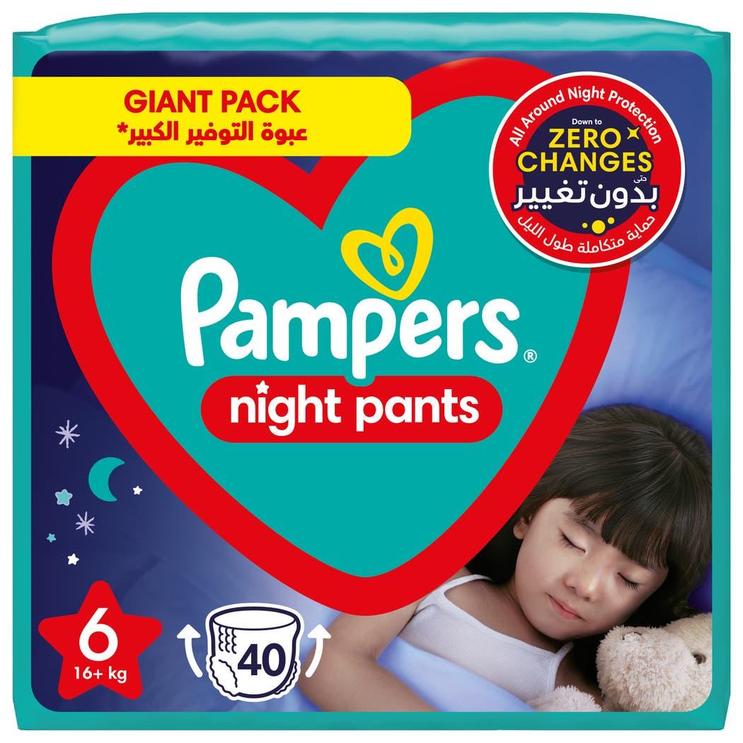 Pampers Baby-Dry Night Pants Diapers, Size 6, 16+kg, 40 Diapers Pampers Baby-Dry Night Pants Diapers, Size 6, 16+kg, 40 Diapers