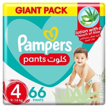 Pampers Baby-Dry Pants with Aloe Vera Lotion, Size 4, 9-14 kg, 66 Pants