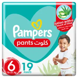 Pampers Baby-Dry Pants with Aloe Vera Lotion, Size 6, 16-21 kg, 19 Pants