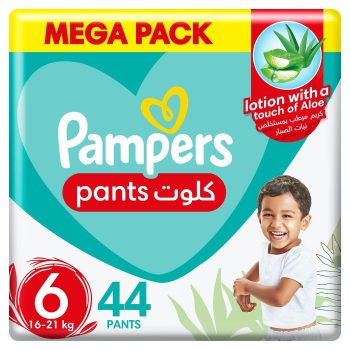 Pampers Baby-Dry Pants with Aloe Vera Lotion, Size 6, 16-21 kg, 44 Pants