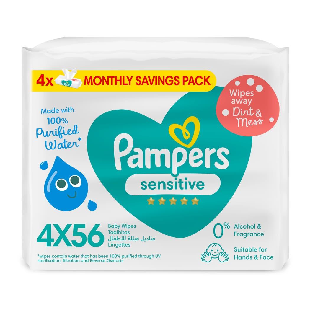 Pampers Baby Wet Wipes, Sensitive Protect, 4 packs x56, 224 Wipes Pampers Baby Wet Wipes, Sensitive Protect, 4 packs x56, 224 Wipes